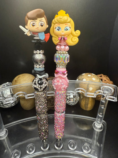Sleeping Beauty and Prince Phillip Beaded Pens