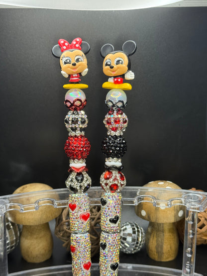 Mickey And Minnie set beaded pen